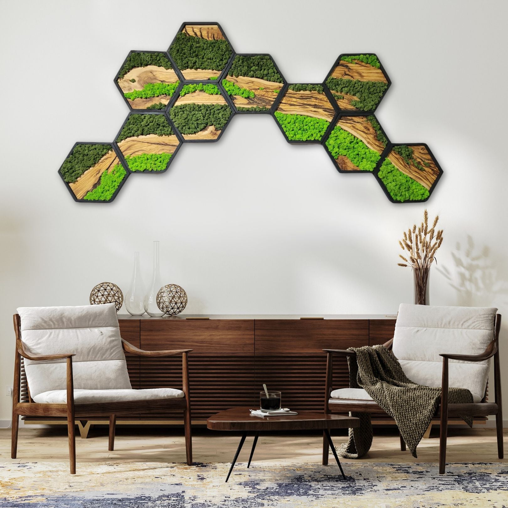 Honeycomb Moss & Olive Tree | Premium Handmade Wall Sculptures