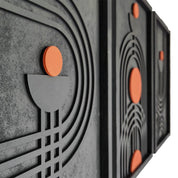 Modern Geometric Wooden Wall Art with Orange Accents – Trio