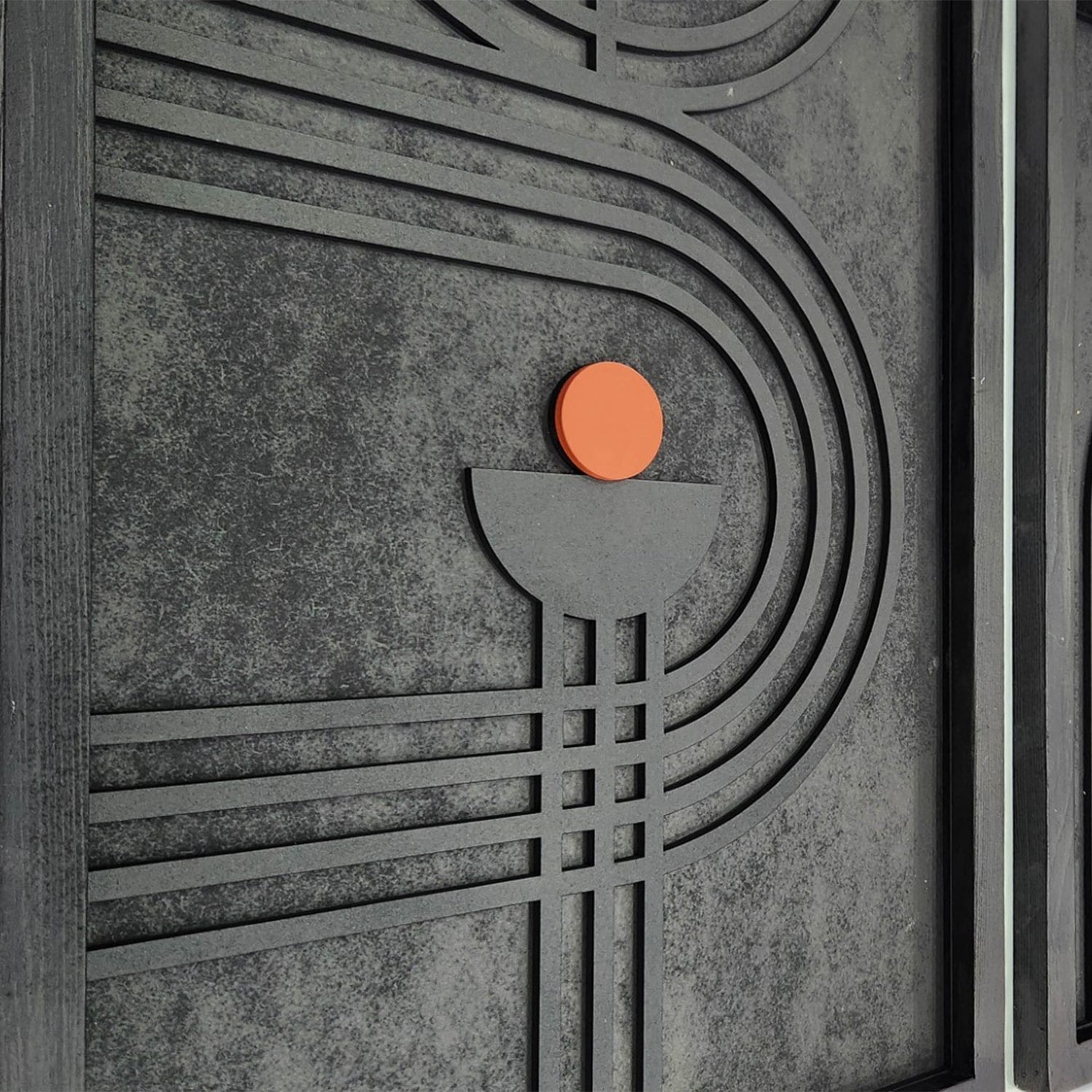 Modern Geometric Wooden Wall Art with Orange Accents – Trio