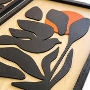 Abstract Botanical Wooden Wall Art – Trio