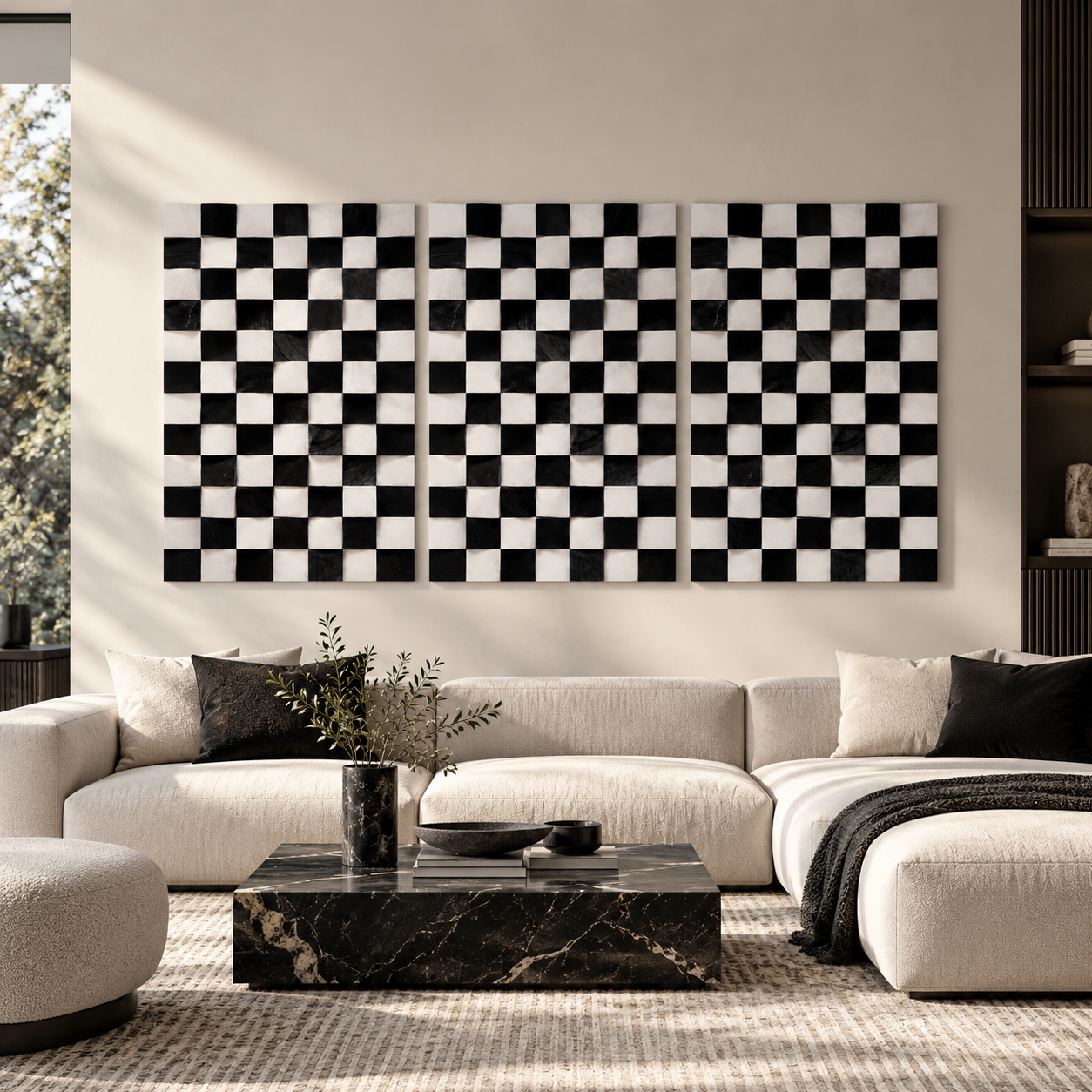 Black and White | Wood Wall Sculpture