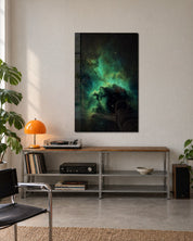 Emerald Cloud glass wall art by Artdesigna, lifestyle view