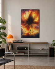 Small Fire Sky glass wall art figure by Artdesigna, featuring vibrant, abstract glass design suitable for modern decor.