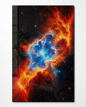 Cobalt Core glass wall art by Artdesigna featuring a modern, abstract design with vibrant blue glass panels for contemporary decor.