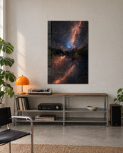 Milky Way Orange glass wall art by Artdesigna, lifestyle view
