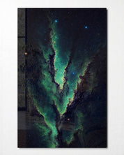 Emerald Seam glass wall art by Artdesigna featuring vibrant green glass panels with a modern, textured design for wall decor.