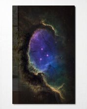 Artdesigna glass wall art titled "Window in the Clouds" featuring a serene cloud scene with a window design, mounted on a wall.