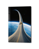 Little Truck, Big Orbit | Glass Wall Art