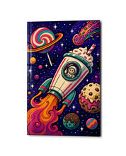 Candy Sky Voyage glass wall art by Artdesigna, studio view