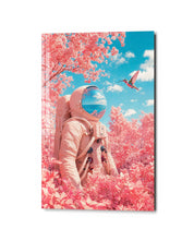 Astronaut in the Roses glass wall art by Artdesigna, studio view