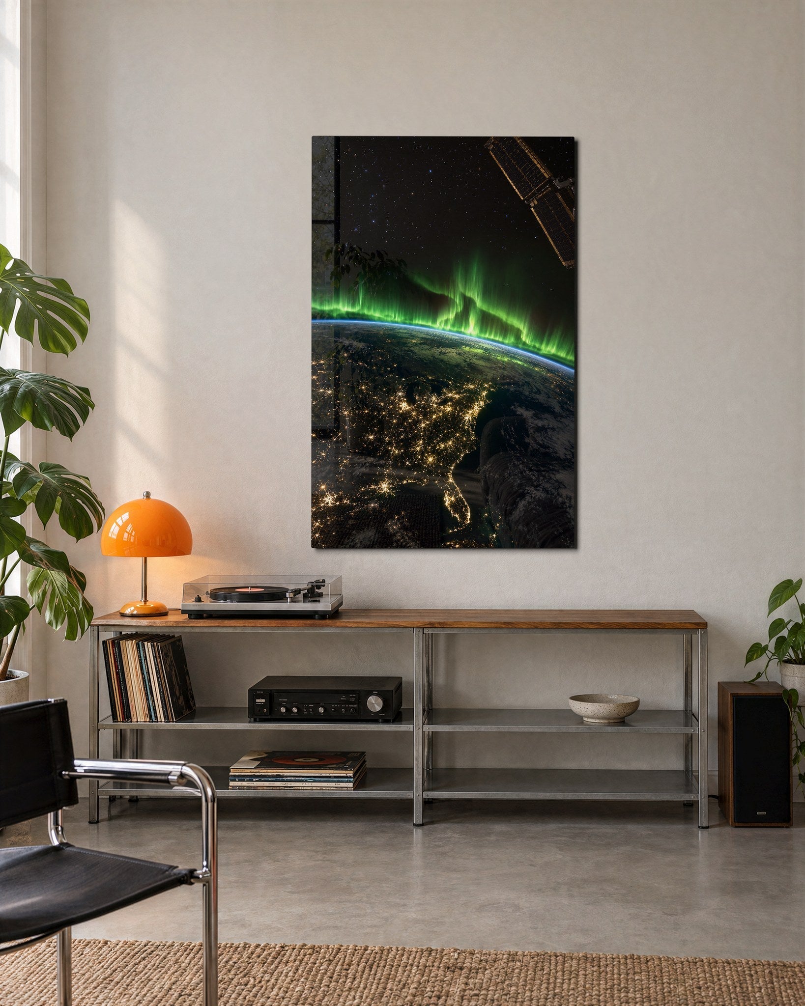 Light Along the Curve glass wall art by Artdesigna, lifestyle view