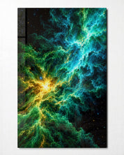 Golden Heart glass wall art featuring cloud-like design, crafted by Artdesigna, displayed on a clean wall.