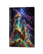Blue glass wall art featuring star-shaped dust towers, created by Artdesigna, displayed as a modern decorative wall piece.