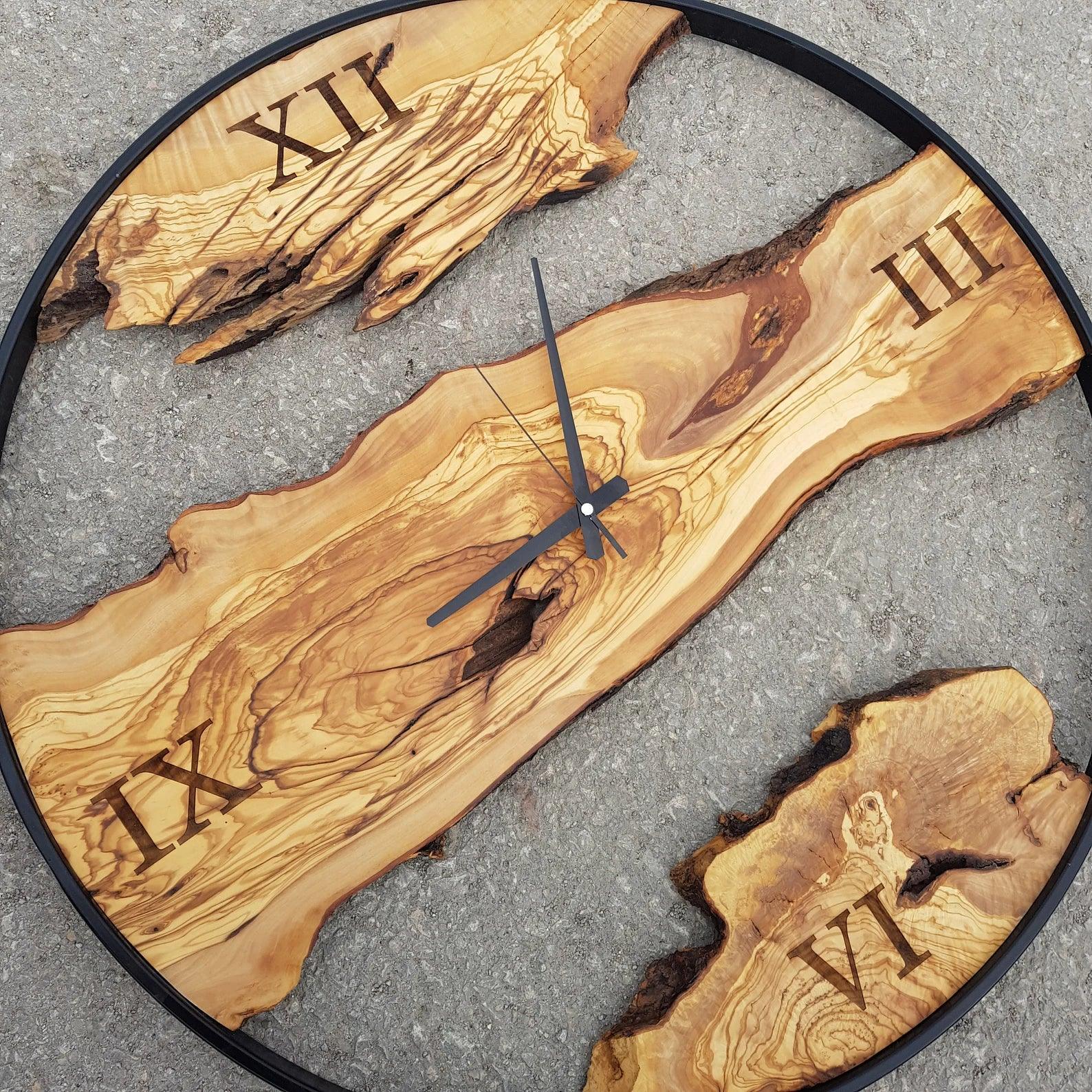 Custom Made Metal & Olive Wood Wall Clock | Premium Handmade Wall Clocks - Artdesigna