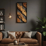 Handmade olive wood and metal wall art sculpture by Artdesigna, featuring intricate wooden and metal design for wall decoration.