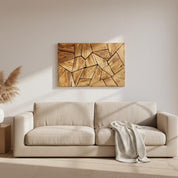 Handmade olive wood geometric wall sculpture by Artdesigna, featuring intricate wooden craftsmanship and modern design for wall decor.