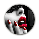 ・"Red Lips"・Rounded Glass Wall Art