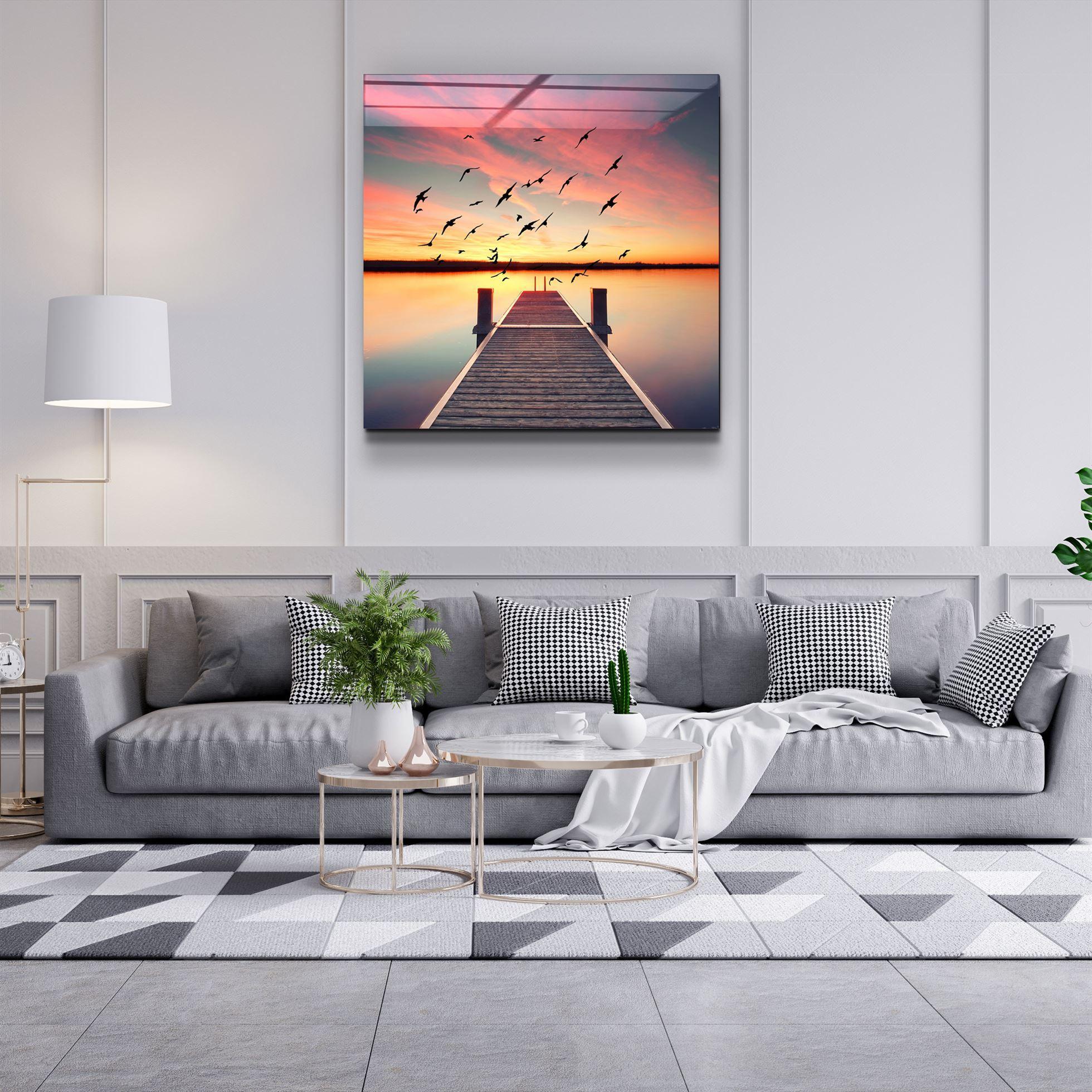 ・"Red Dock"・Glass Wall Art - ArtDesigna Glass Printing Wall Art