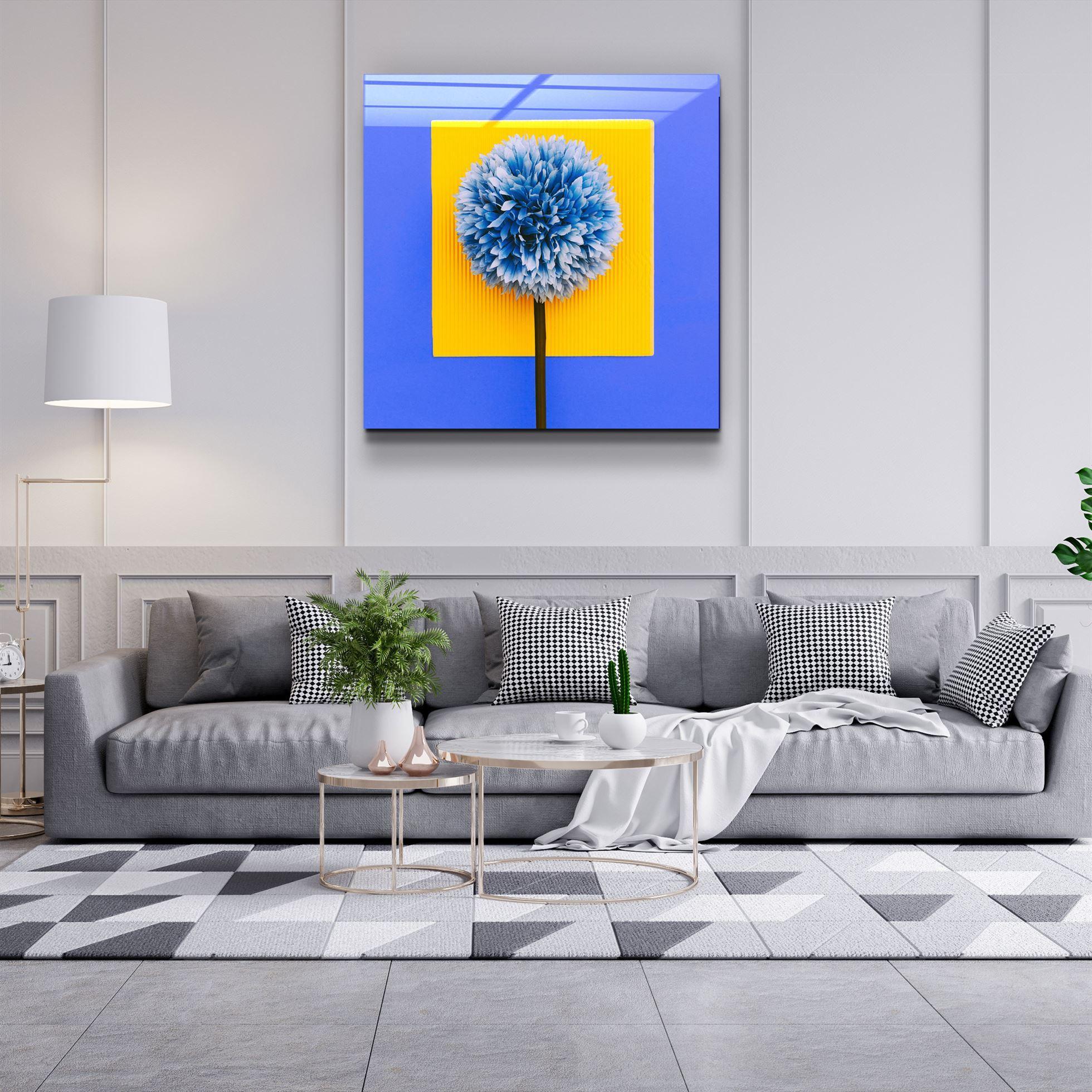 ・"Blue Flower"・Glass Wall Art - ArtDesigna Glass Printing Wall Art