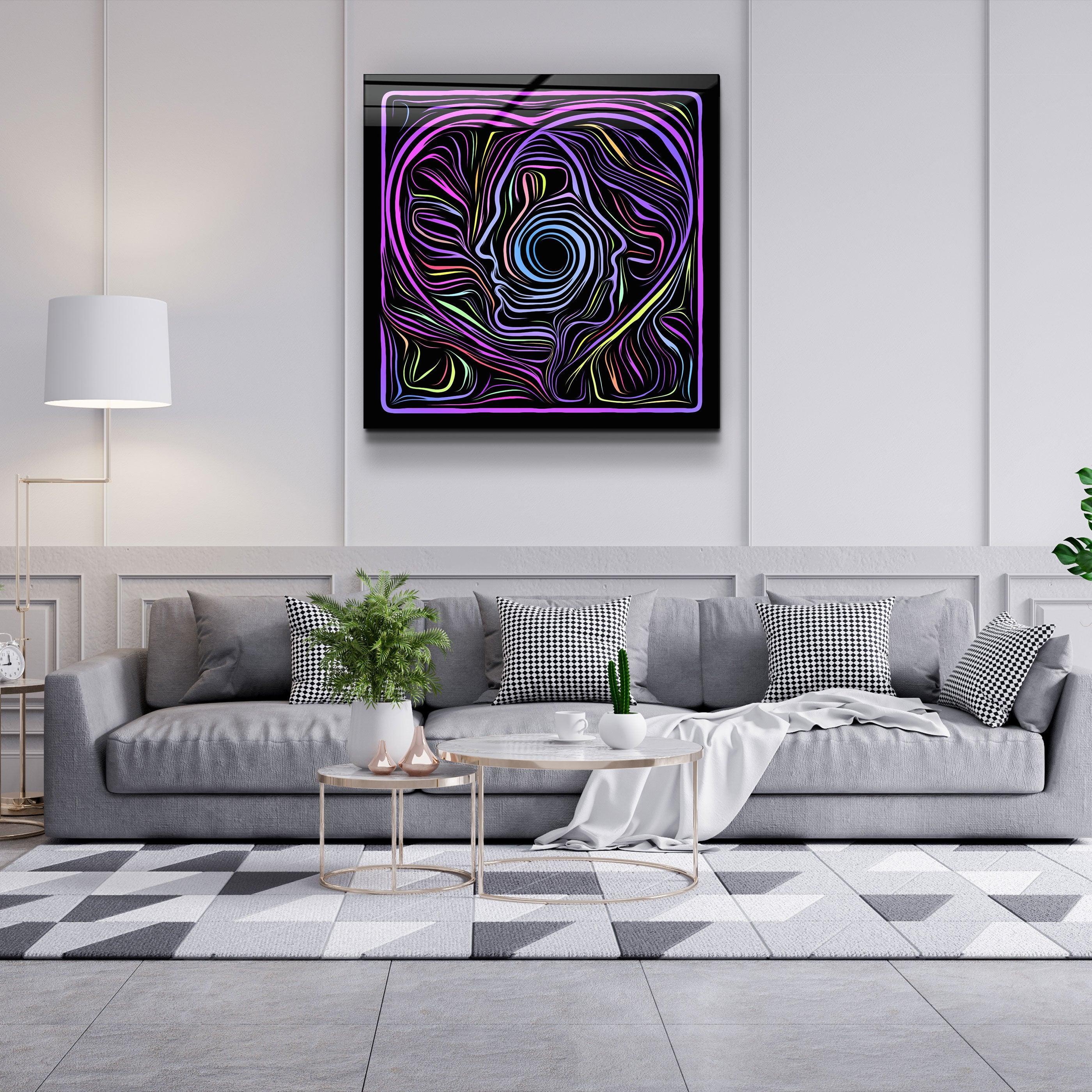 ・"Rainbow Line Faces V4"・Glass Wall Art - ArtDesigna Glass Printing Wall Art