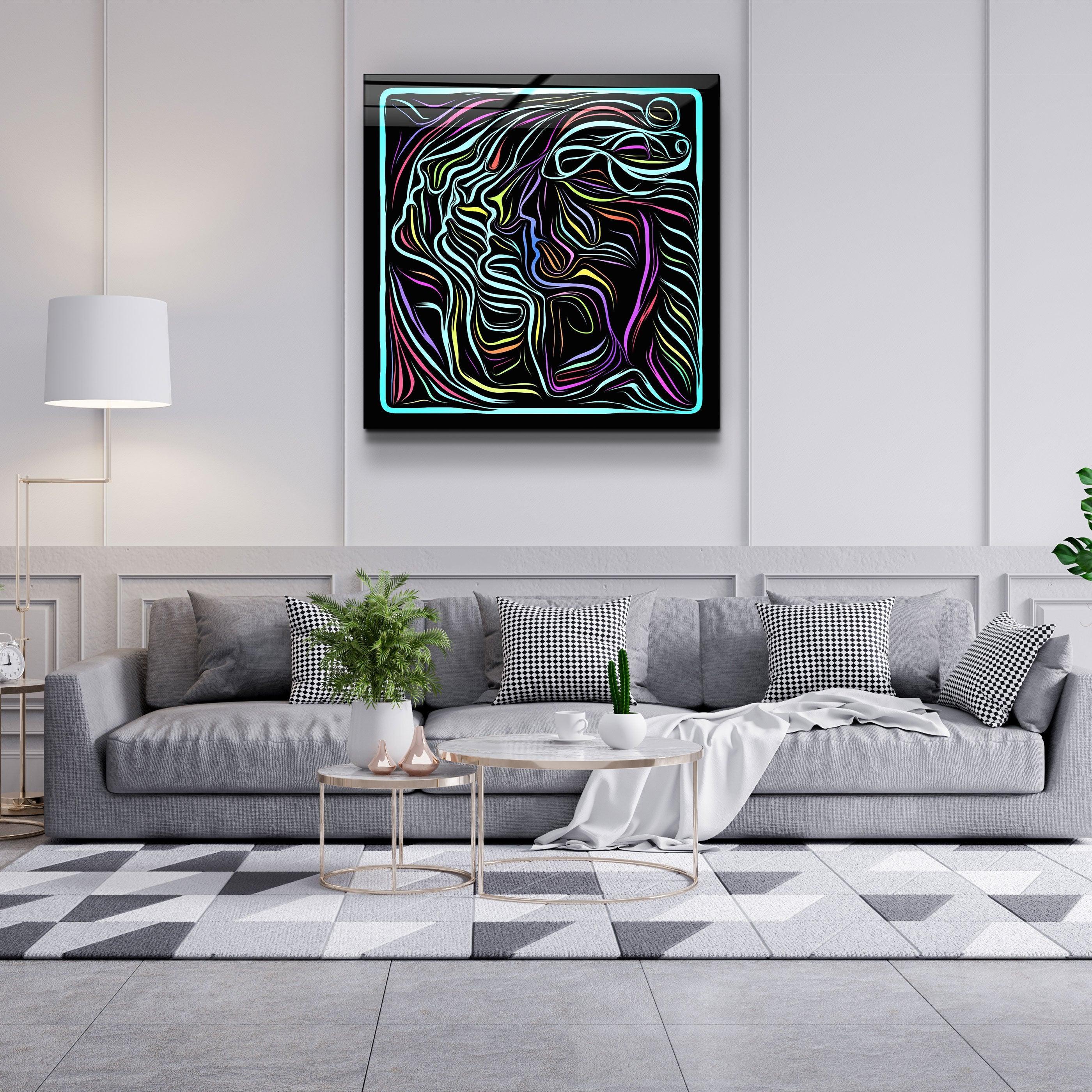 ・"Rainbow Line Faces V8"・Glass Wall Art - ArtDesigna Glass Printing Wall Art