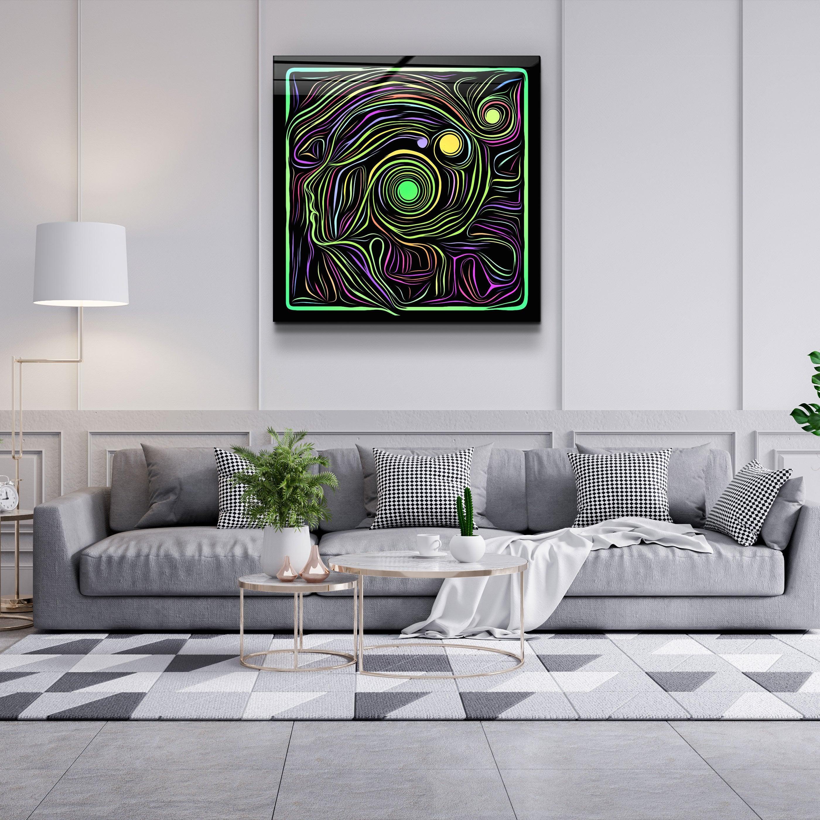 ・"Rainbow Line Faces V9"・Glass Wall Art - ArtDesigna Glass Printing Wall Art