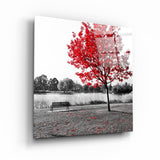 ・"Sakura Red Tree"・Glass Wall Art