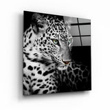 Regal Prowl: The Leopard’s Watch | Glass Wall Art