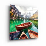 ・"Lake and Mountain Landscape"・Glass Wall Art