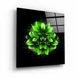 Green Flower | Glass Wall Art