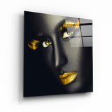 Yellow Lips and Eyes | Glass Wall Art