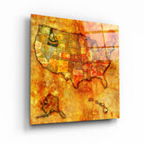 ・"Vintage Map US - Idaho"・Glass Wall Art