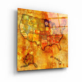 ・"Vintage Map US - Minnesota"・Glass Wall Art