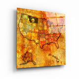 ・"Vintage Map US - Montana"・Glass Wall Art