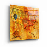 ・"Vintage Map US - Nevada"・Glass Wall Art