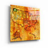 Vintage Map US Washington | Glass Wall Art