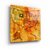 ・"Vintage Map US - Wyoming"・Glass Wall Art