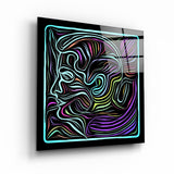 Rainbow Line Faces | Glass Wall Art