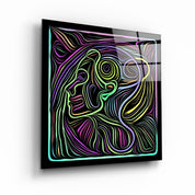 ・"Rainbow Line Faces V7"・Glass Wall Art - ArtDesigna Glass Printing Wall Art