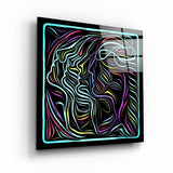 Rainbow Line Faces V8 | Glass Wall Art