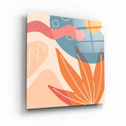 ."Terracota Abstract Flowers V2". Designer's Collection Glass Wall Art - ArtDesigna Glass Printing Wall Art