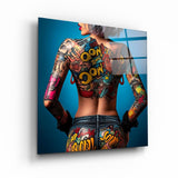 ."Tattooed v1". Designer's Collection Glass Wall Art