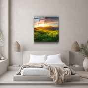 ・"Sunset Mountain"・Glass Wall Art - ArtDesigna Glass Printing Wall Art