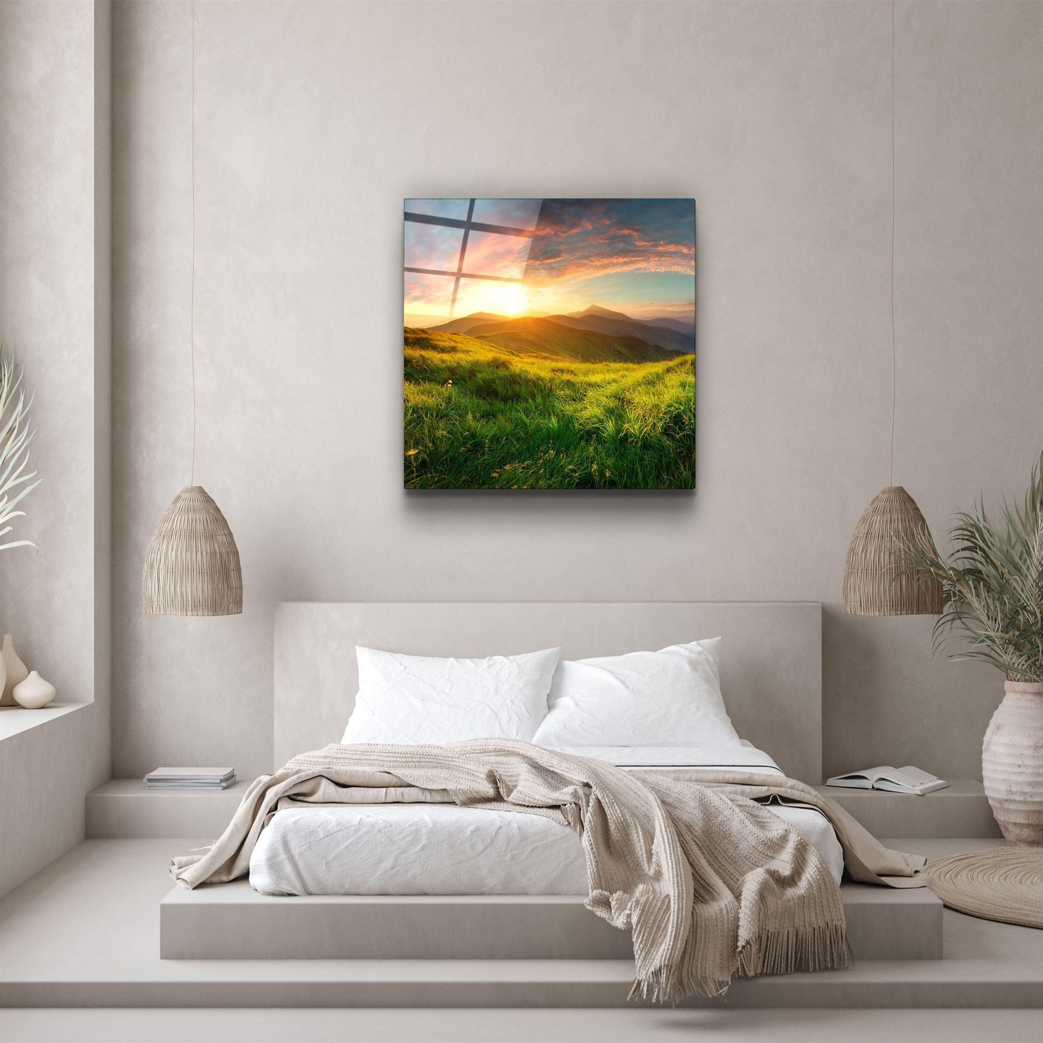 ・"Sunset Mountain"・Glass Wall Art - ArtDesigna Glass Printing Wall Art