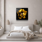 ・"Floral Yellow"・Glass Wall Art - ArtDesigna Glass Printing Wall Art