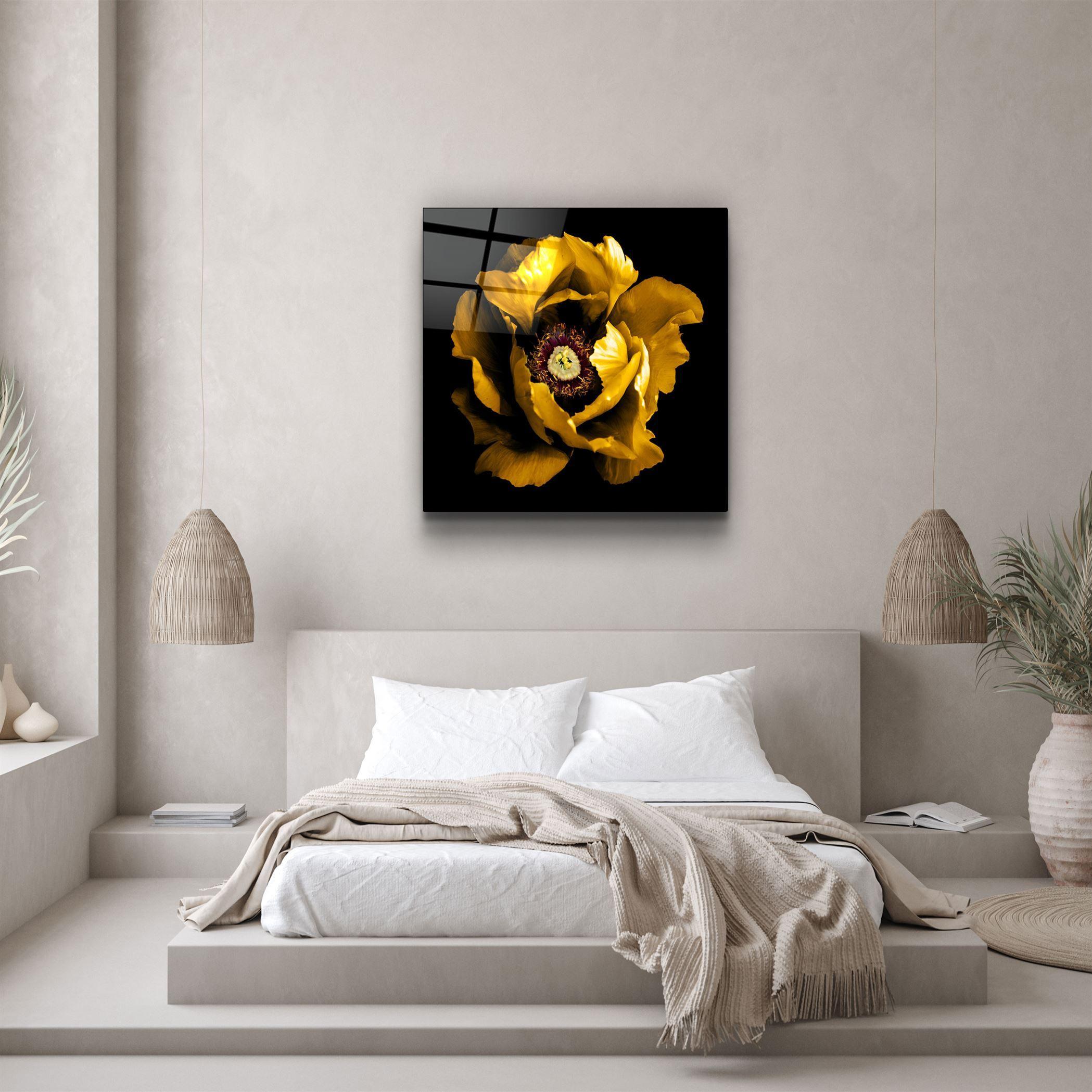 ・"Floral Yellow"・Glass Wall Art - ArtDesigna Glass Printing Wall Art
