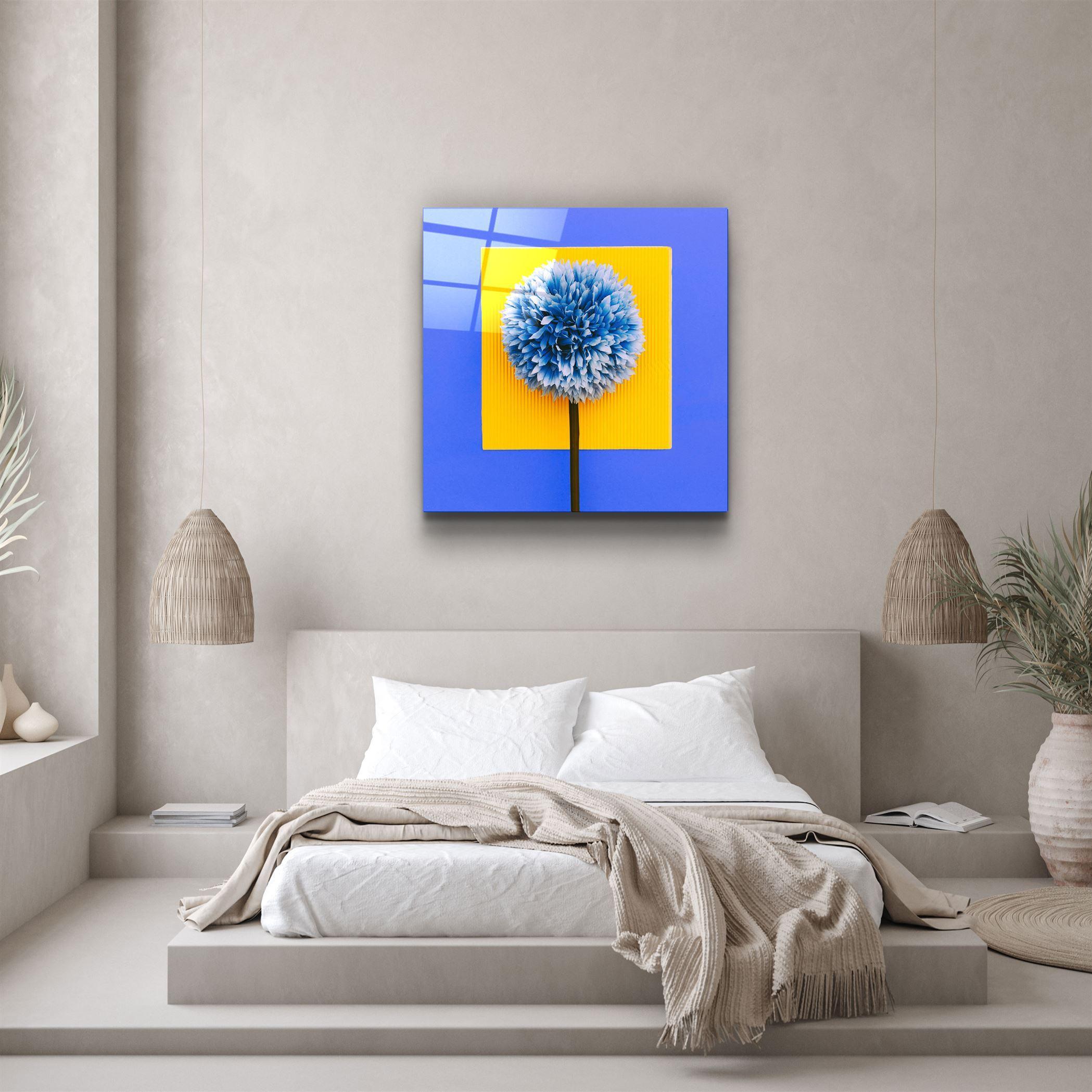 ・"Blue Flower"・Glass Wall Art - ArtDesigna Glass Printing Wall Art