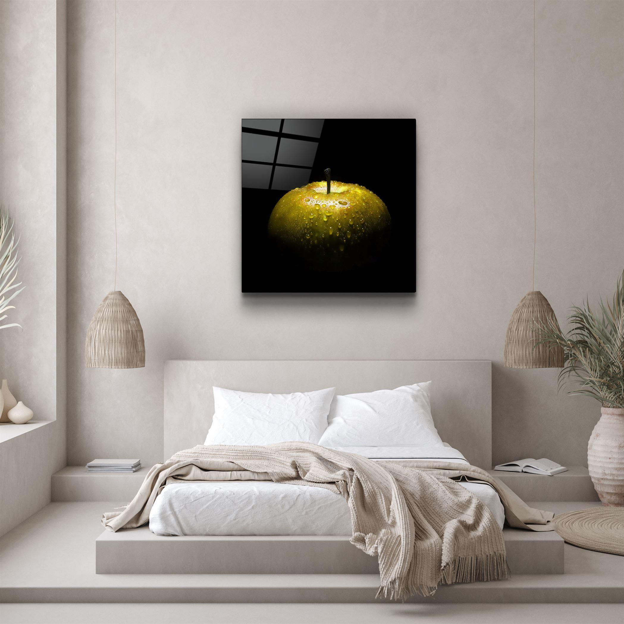 ・"Yellow Apple"・Glass Wall Art - ArtDesigna Glass Printing Wall Art
