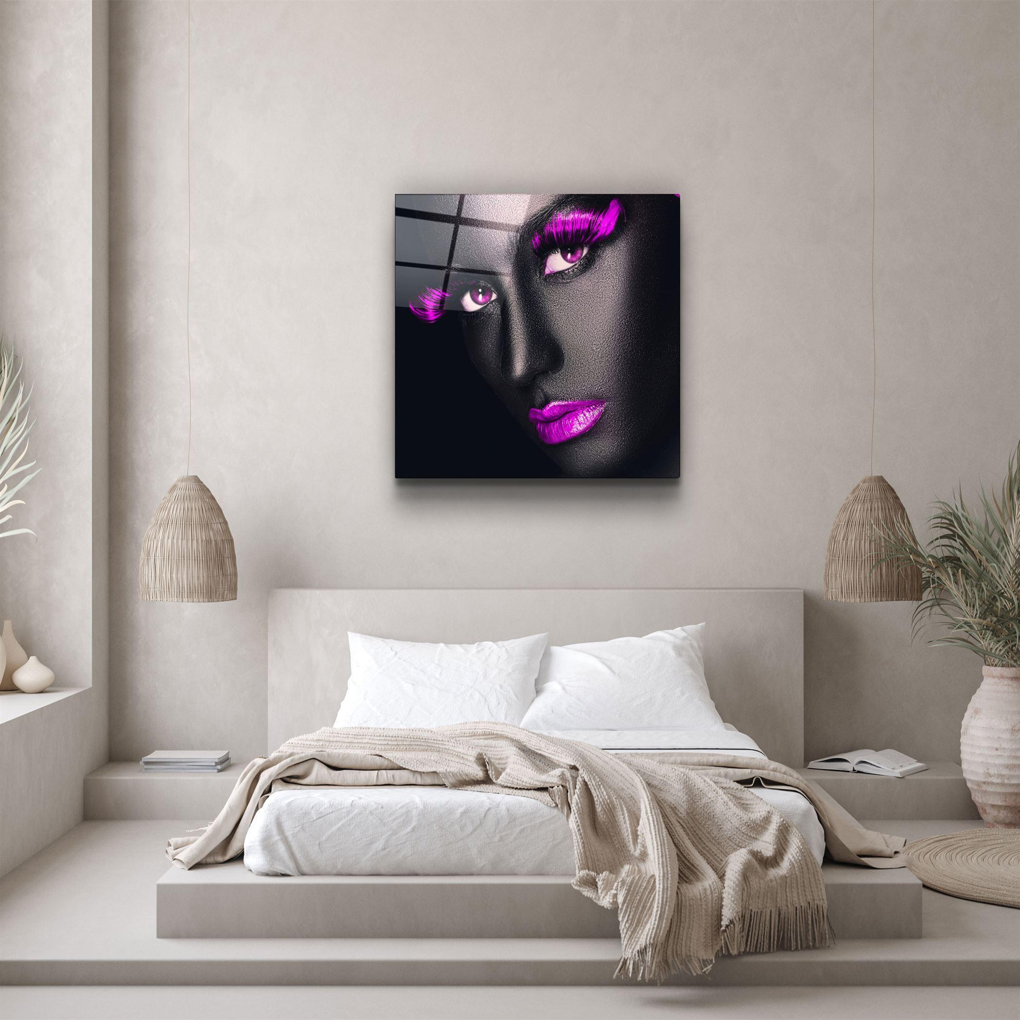 ・"Pink Lips and Eyes"・Glass Wall Art - ArtDesigna Glass Printing Wall Art