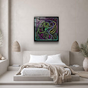 ・"Rainbow Line Faces V7"・Glass Wall Art - ArtDesigna Glass Printing Wall Art